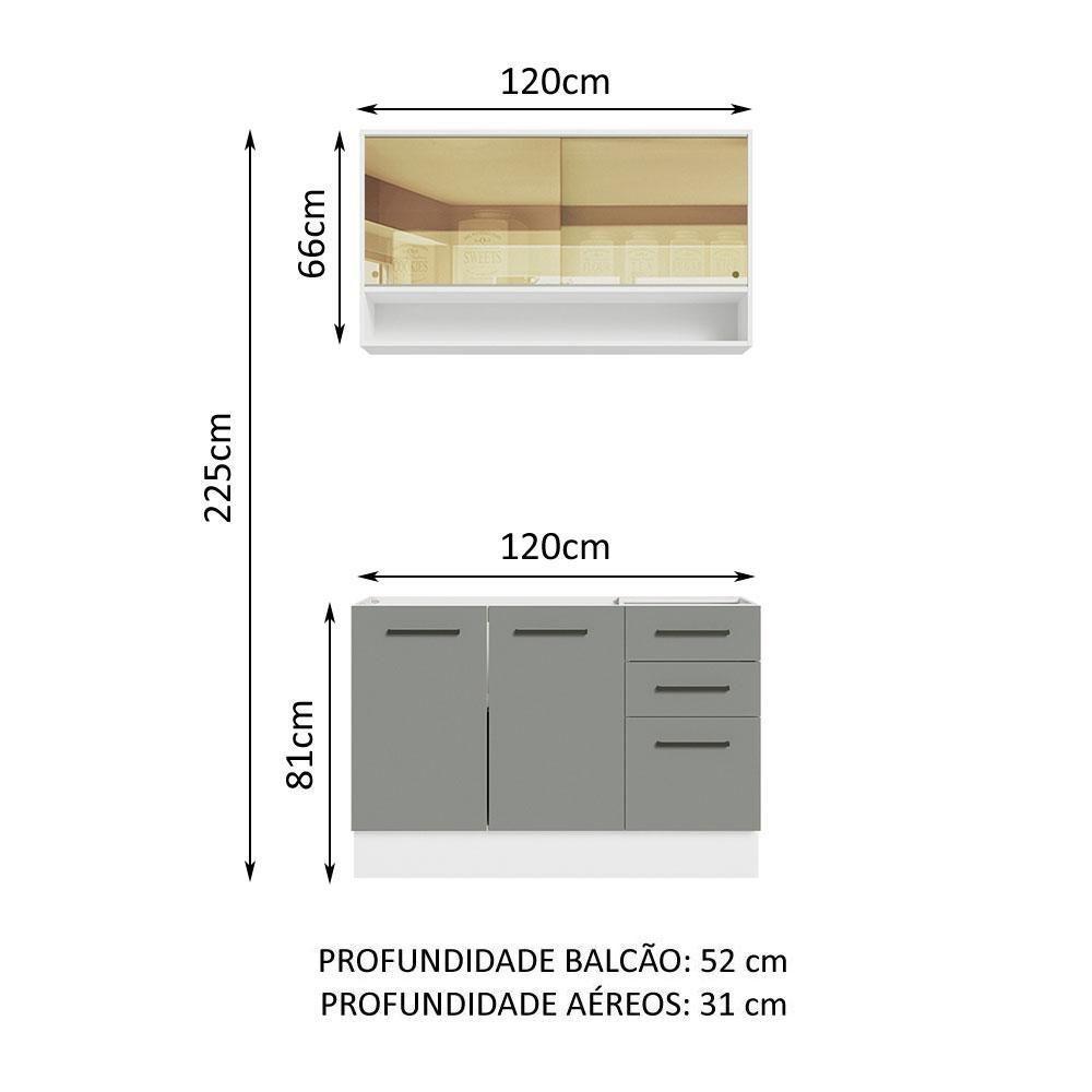 Cozinha Compacta 120002 Com Armário E Balcão Branco/Cinza - 9