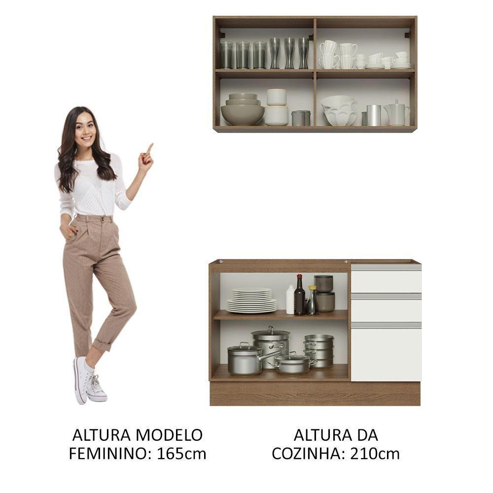 Cozinha Compacta 120003 Com Armário E Balcão Rustic/branco - 7