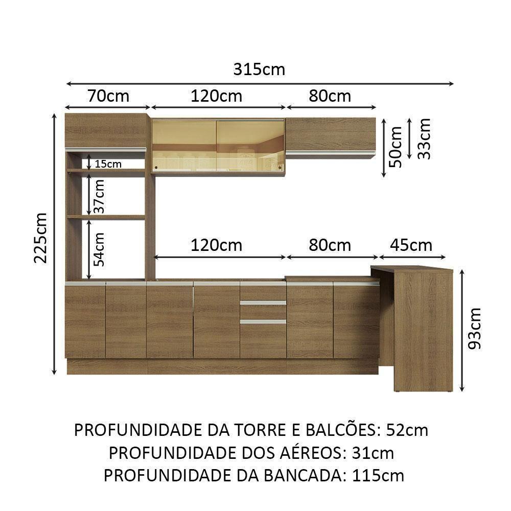 Cozinha 315001 Com Armário, Balcão E Bancada RusticRustic - 9