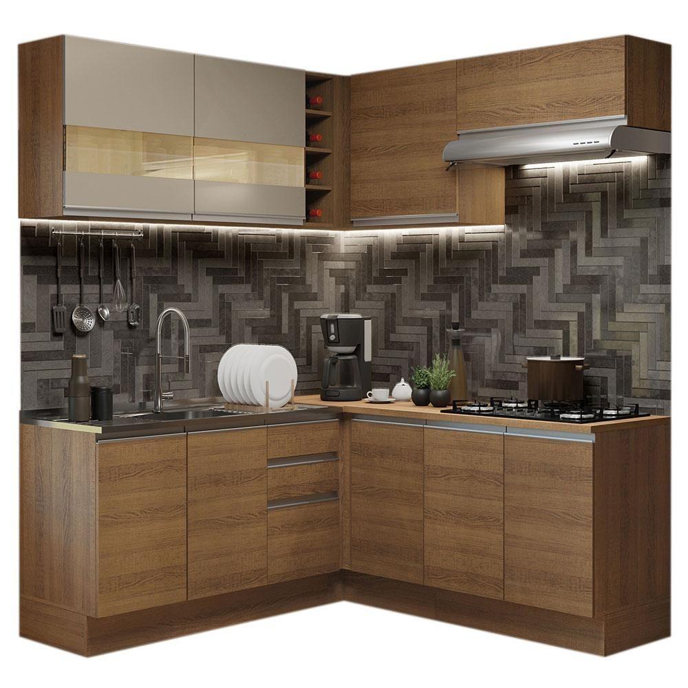 Cozinha 349001 Com Armário E Balcão Rustic/Rustic/Crema - 10