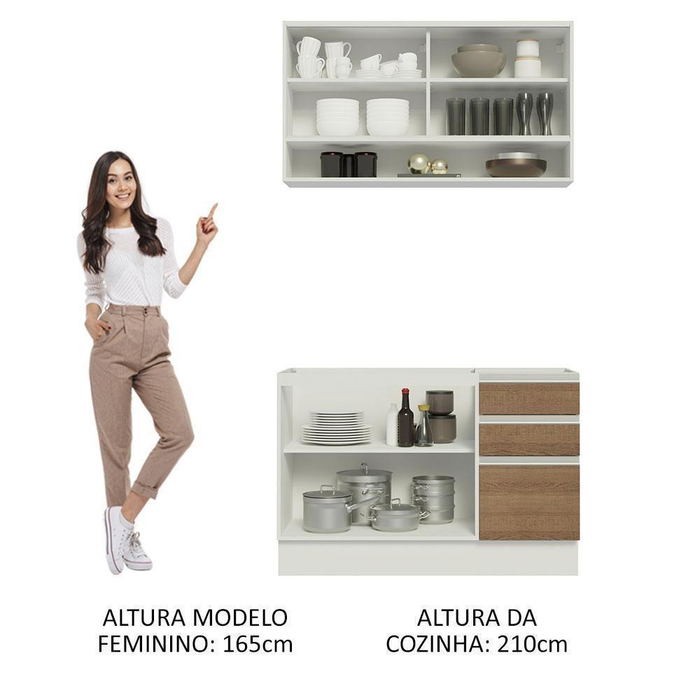 Cozinha Compacta 120002 Com Armário E Balcão Branco/Rustic - 6