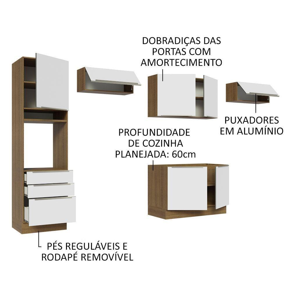 Cozinha 340001 Com Armário E Balcão Rustic/Branco Veludo - 8