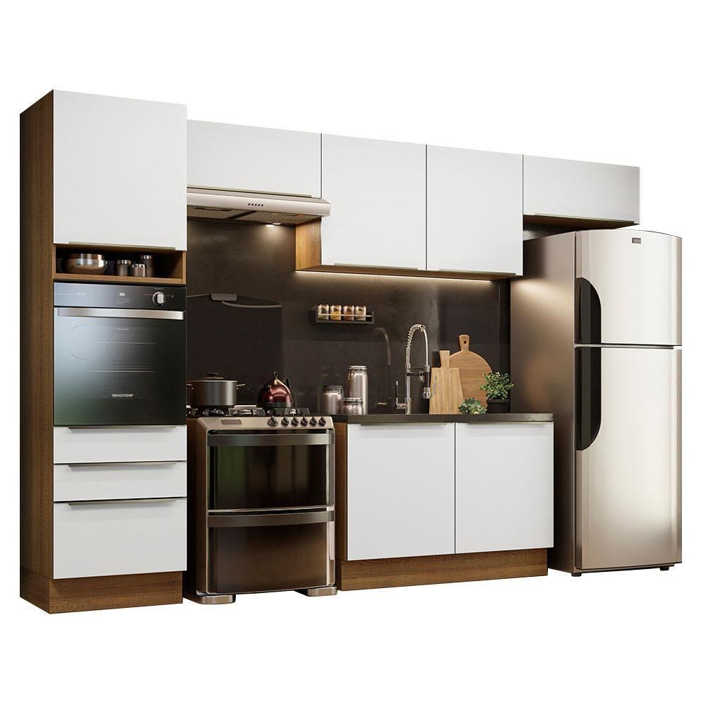 Cozinha 340001 Com Armário E Balcão Rustic/Branco Veludo - 10