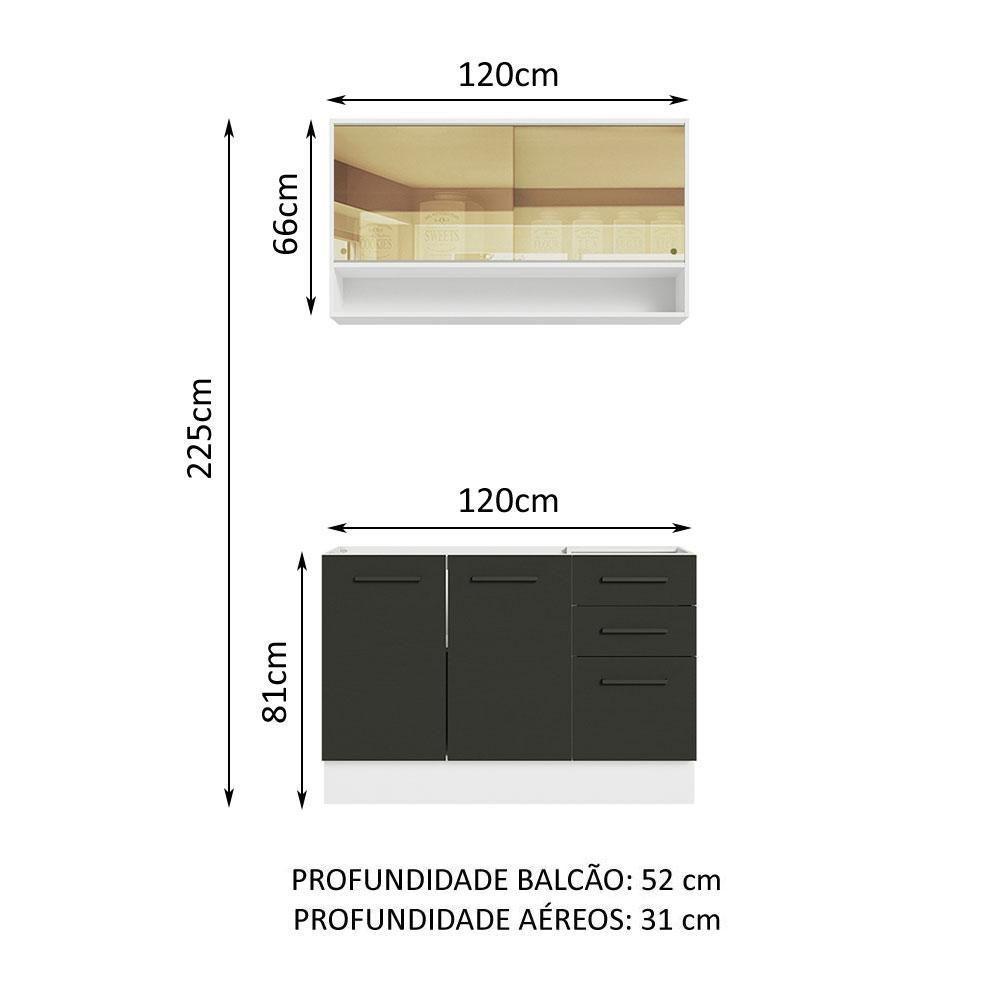 Cozinha Compacta 120002 Com Armário E Balcão Branco/Preto - 9