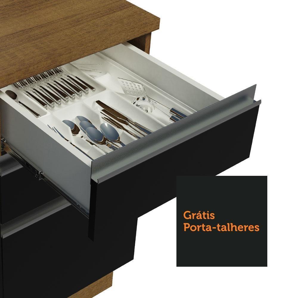 Cozinha 315001 Com Armário, Balcão E Bancada Rustic/Preto - 4