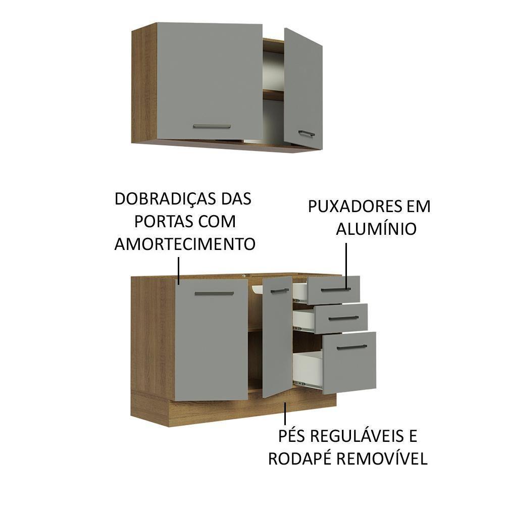 Cozinha Compacta 120001 Com Armário E Balcão Rustic/Cinza - 8