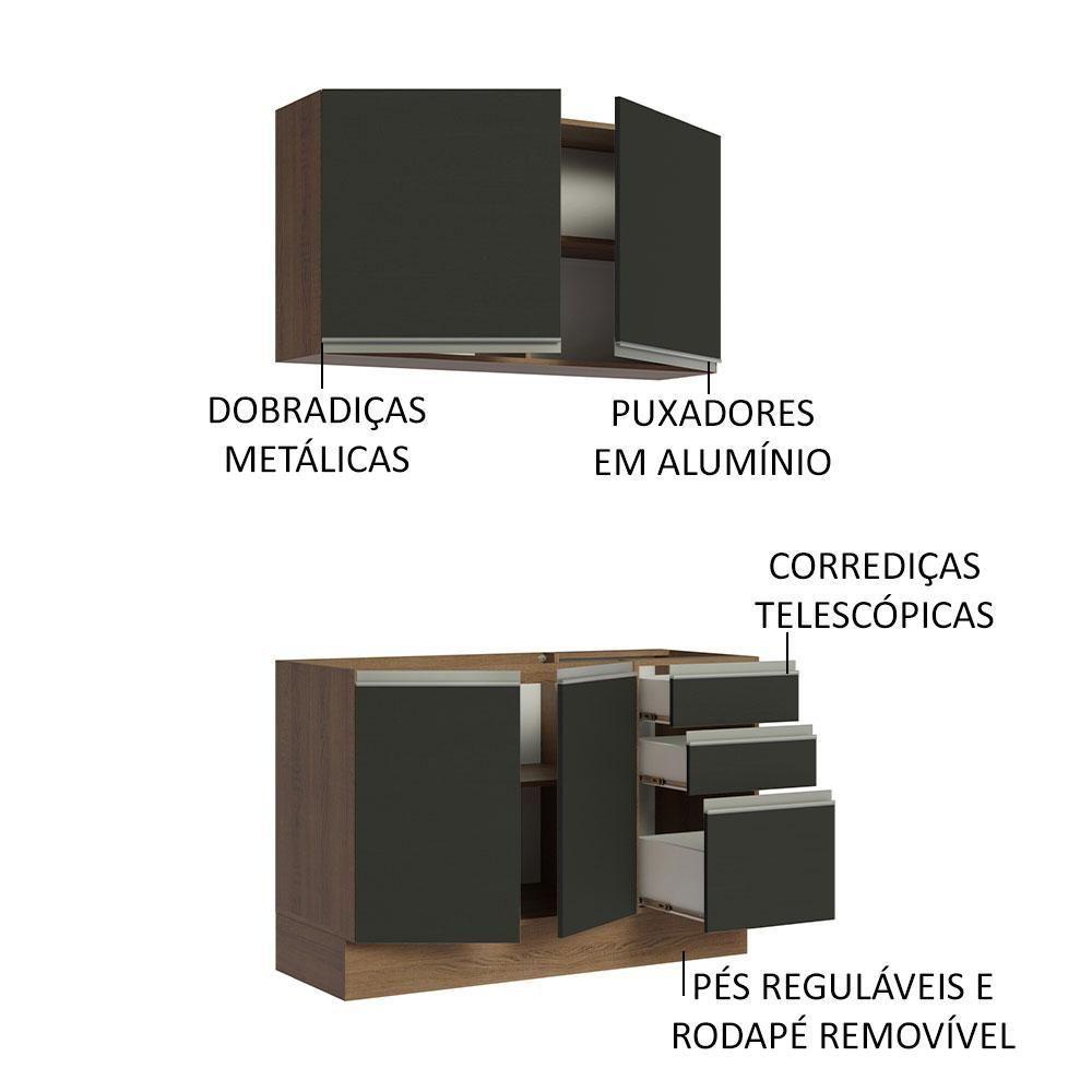 Cozinha Compacta 120003 Com Armário E Balcão Rustic/Preto - 8