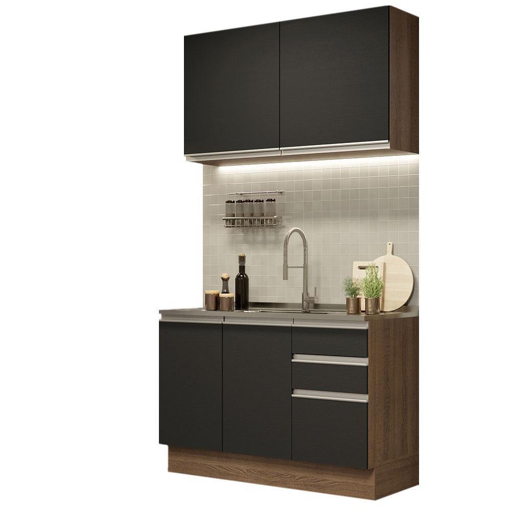 Cozinha Compacta 120003 Com Armário E Balcão Rustic/Preto - 10