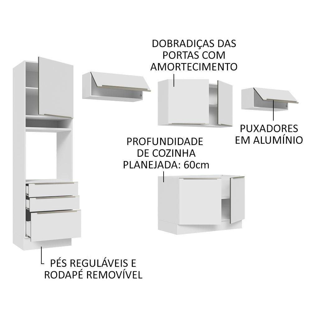 Cozinha 340001 Com Armário E Balcão Branco/Branco Veludo - 8