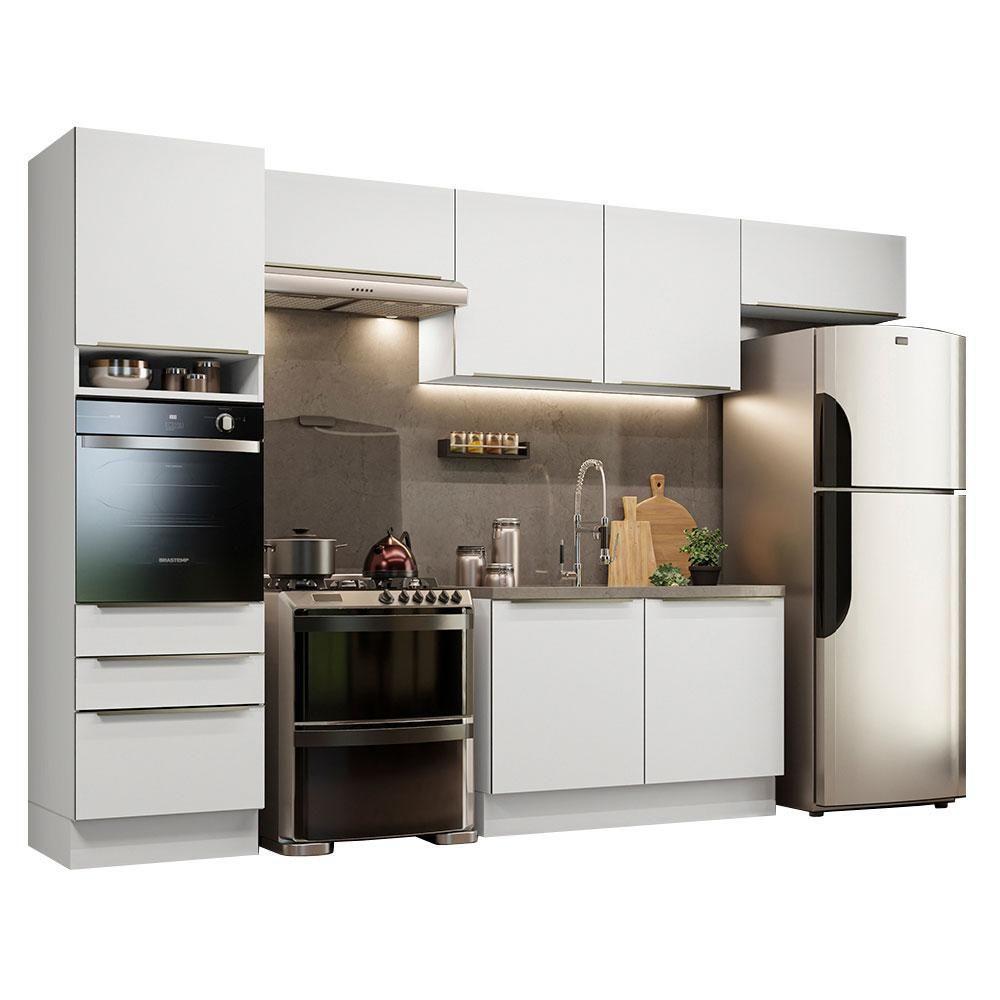 Cozinha 340001 Com Armário E Balcão Branco/Branco Veludo - 10