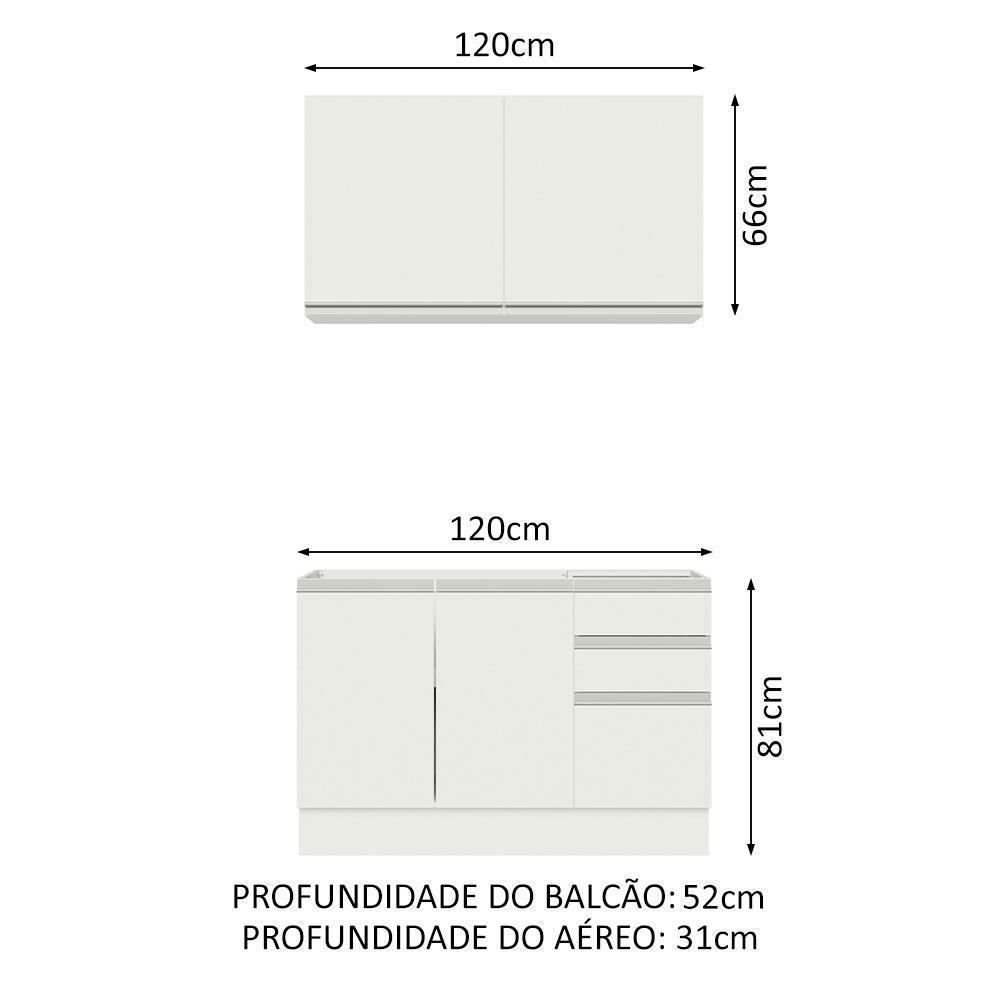 Cozinha Compacta 120003 Com Armário E Balcão Branco Branco - 9
