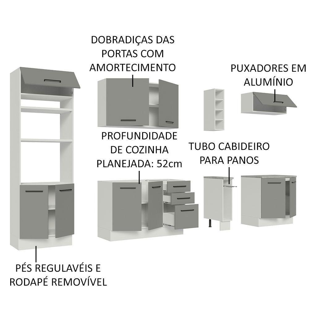 Cozinha 290005 Com Armário E Balcão Branco/Cinza - 8
