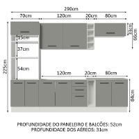 Cozinha 290005 Com Armário E Balcão Branco/Cinza - 9