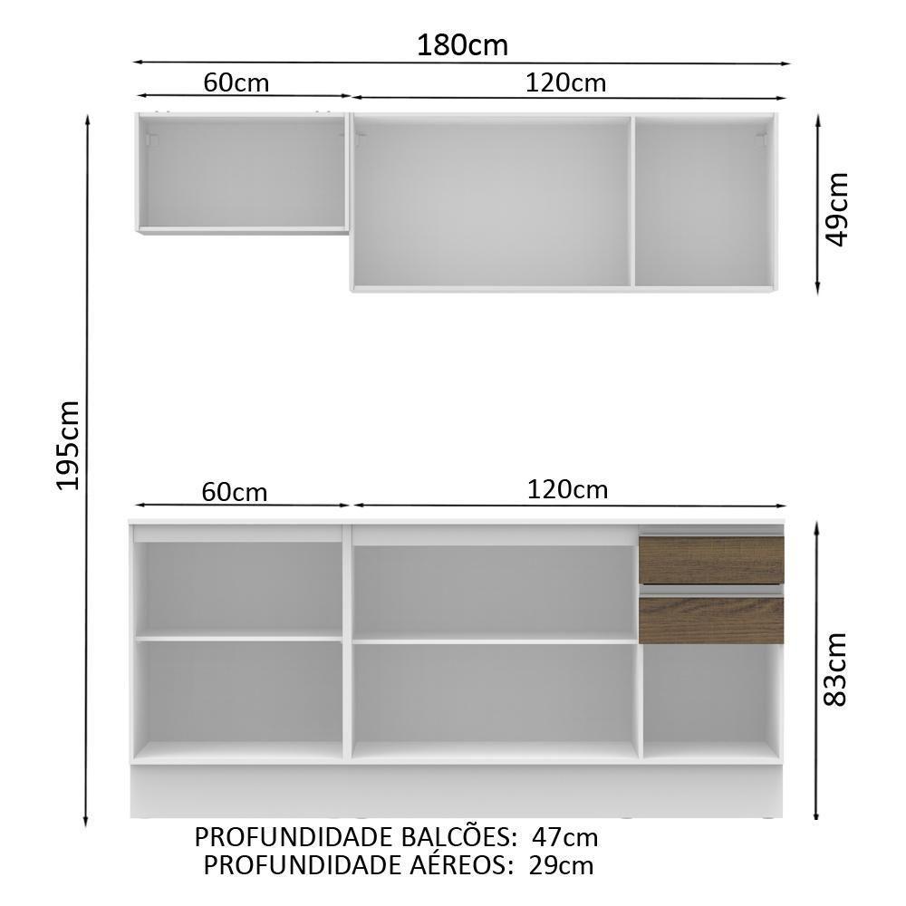 Cozinha 100% MDF Smart Modulada com Balcão e Tampo Madesa - 3