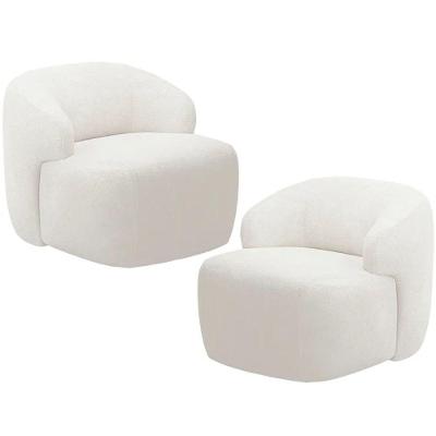 Kit 02 Poltronas Decorativa Fixa Orgânica Para Sala Living Barolo L06 Bouclê Branco - Gtdnexxus