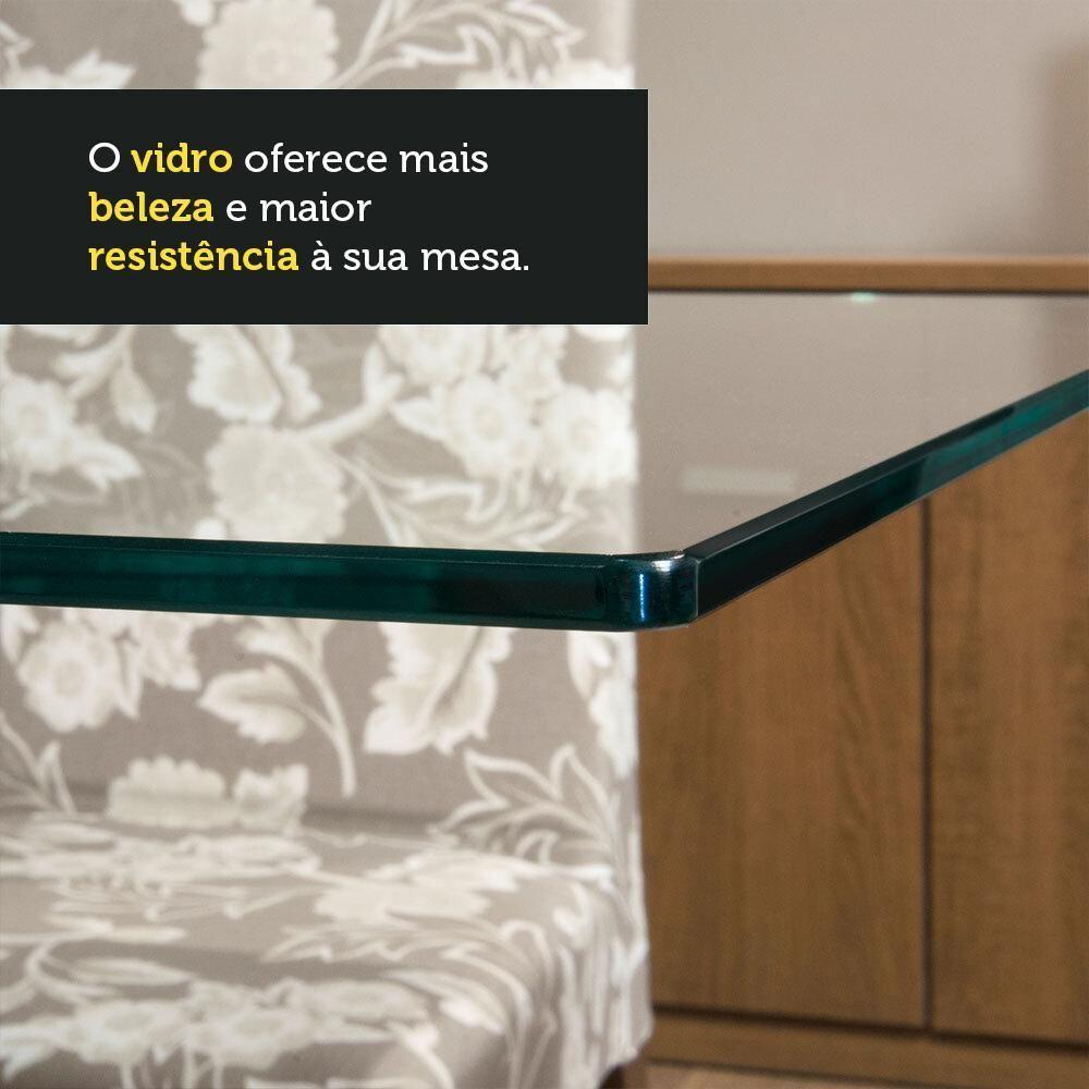 Conjunto Sala De Jantar Mesa Tampo De Vidro 4 Cadeiras Rustic/sintético Bege Espanha Madesa Rustic/sintético Bege - 7