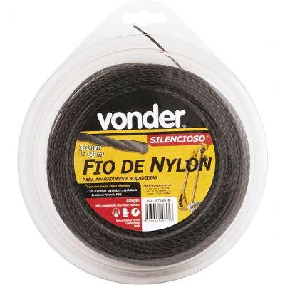 Fio De Nylon 3,0mmx50m Silencioso Para Roçadeiras E Aparador