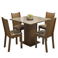 Conjunto Sala De Jantar Mesa Tampo De Vidro 4 Cadeiras Rustic/crema/bege Marrom - 7