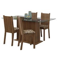 Conjunto Sala De Jantar Mesa Tampo De Vidro 4 Cadeiras Rustic/bege Marrom Espanha Madesa Rustic/bege Marrom - 17