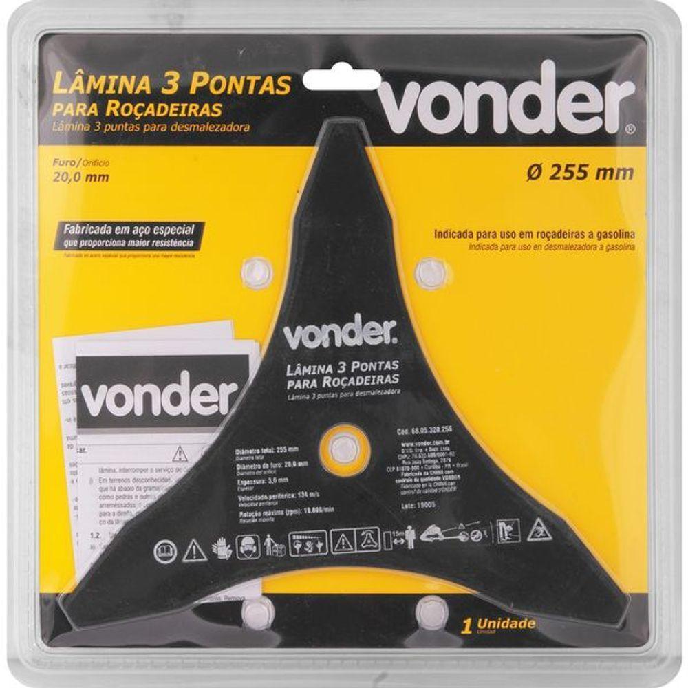 Lâmina 3 Pontas Para Roçadeira 255x20,0x3,8mm - Vonder - 3