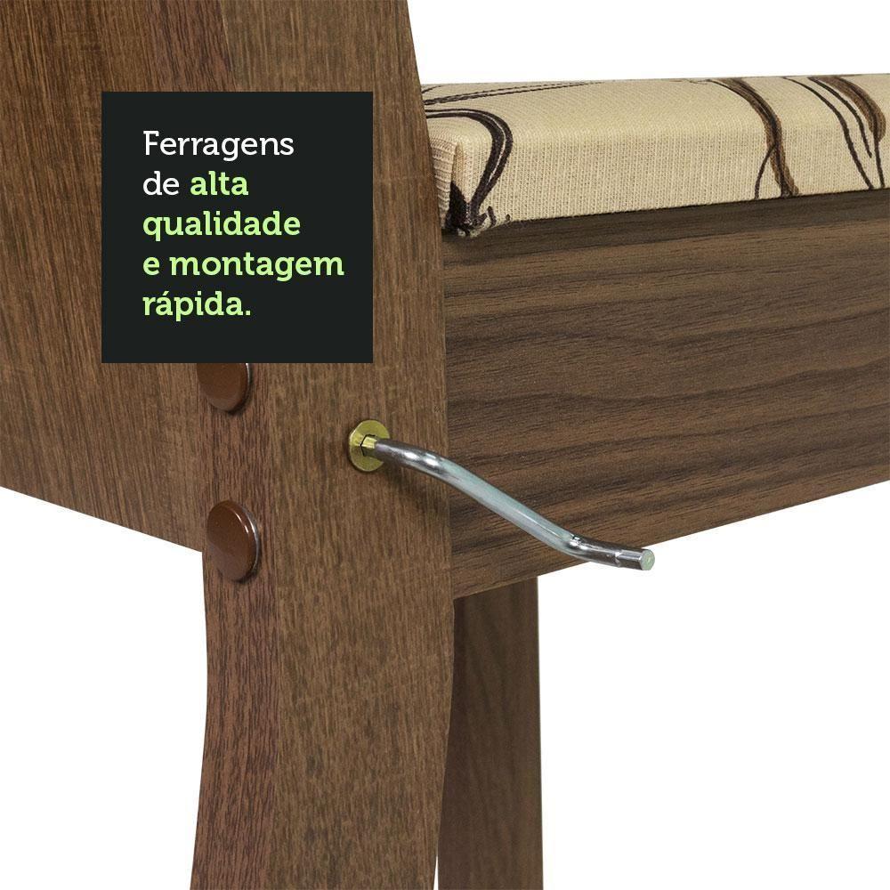 Conjunto Sala De Jantar Mesa Tampo De Vidro 4 Cadeiras Rustic/crema/lírio Bege - 6