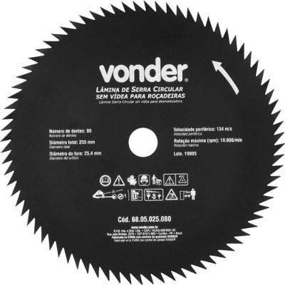 Lâmina Circular Para Roçadeira Sem Videa 255x25,4x80 Vonder