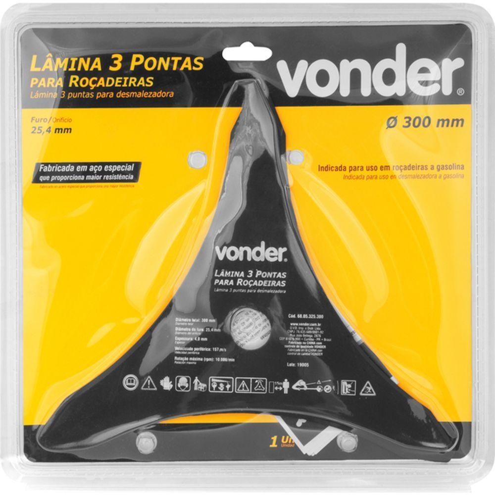 Lâmina 3 Pontas Para Roçadeira 300x25,4x3,8mm - Vonder - 2