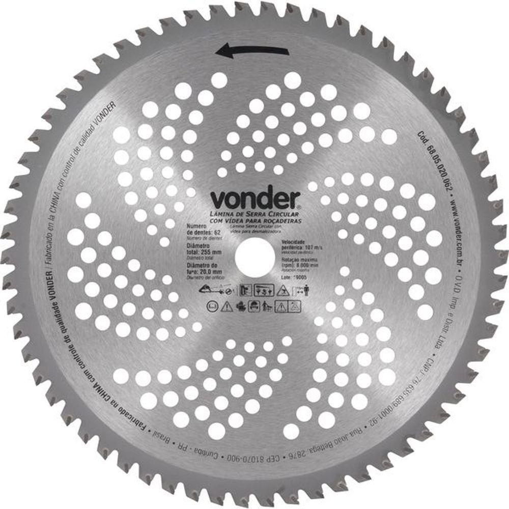 Lâmina Circular Para Roçadeira Com Videa 255x20,0x62 Vonder - 1