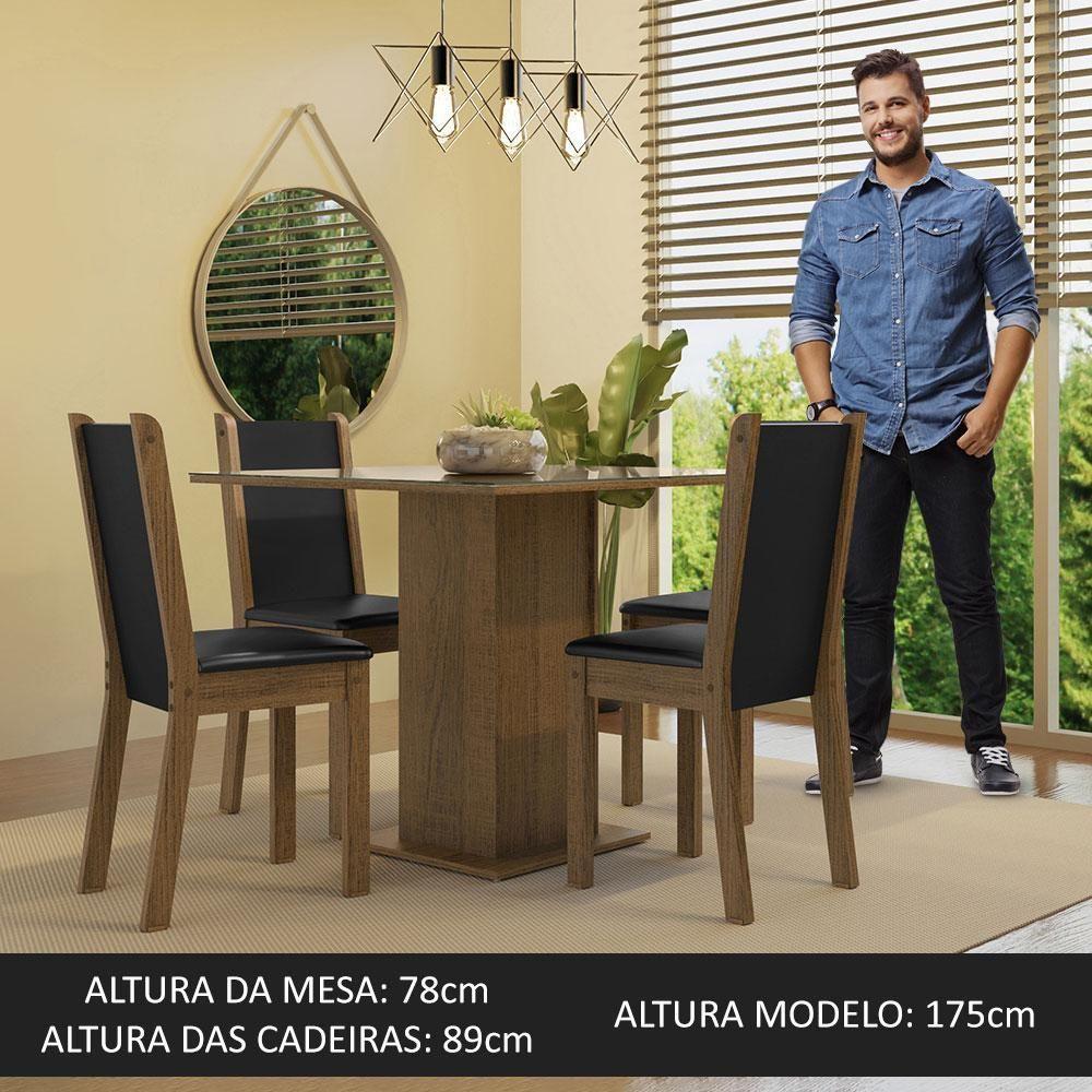 Conjunto Sala De Jantar Mesa Tampo De Vidro 4 Cadeiras Rustic/crema/preto Tifani - 6