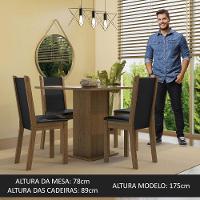 Conjunto Sala De Jantar Mesa Tampo De Vidro 4 Cadeiras Rustic/crema/preto Tifani - 6