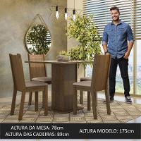 Conjunto Sala De Jantar Mesa Tampo De Vidro 4 Cadeiras Rustic/crema/sintético Bege - 3
