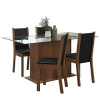 Conjunto Sala De Jantar Mesa Tampo De Vidro 4 Cadeiras Rustic/preto Yara Madesa Rustic/preto