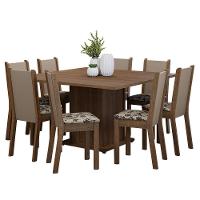 Conjunto Sala De Jantar Mesa Tampo De Madeira 8 Cadeiras Rustic/crema/bege Marrom Marisa Madesa Rustic/crema/bege Marrom