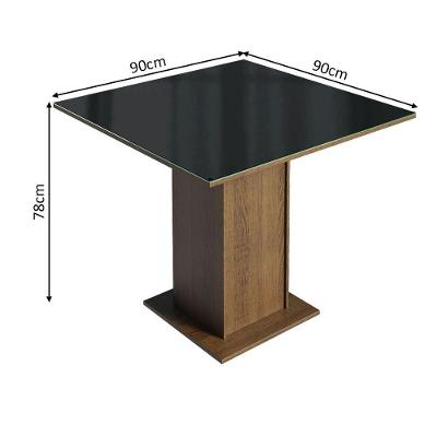 Conjunto Sala De Jantar Mesa Tampo De Vidro 4 Cadeiras Rustic/preto Tifani