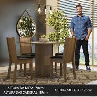 Conjunto Sala De Jantar Mesa Tampo De Vidro 4 Cadeiras Rustic/crema/preto