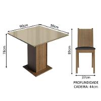 Conjunto Sala De Jantar Mesa Tampo De Vidro 4 Cadeiras Rustic/crema/preto - 10