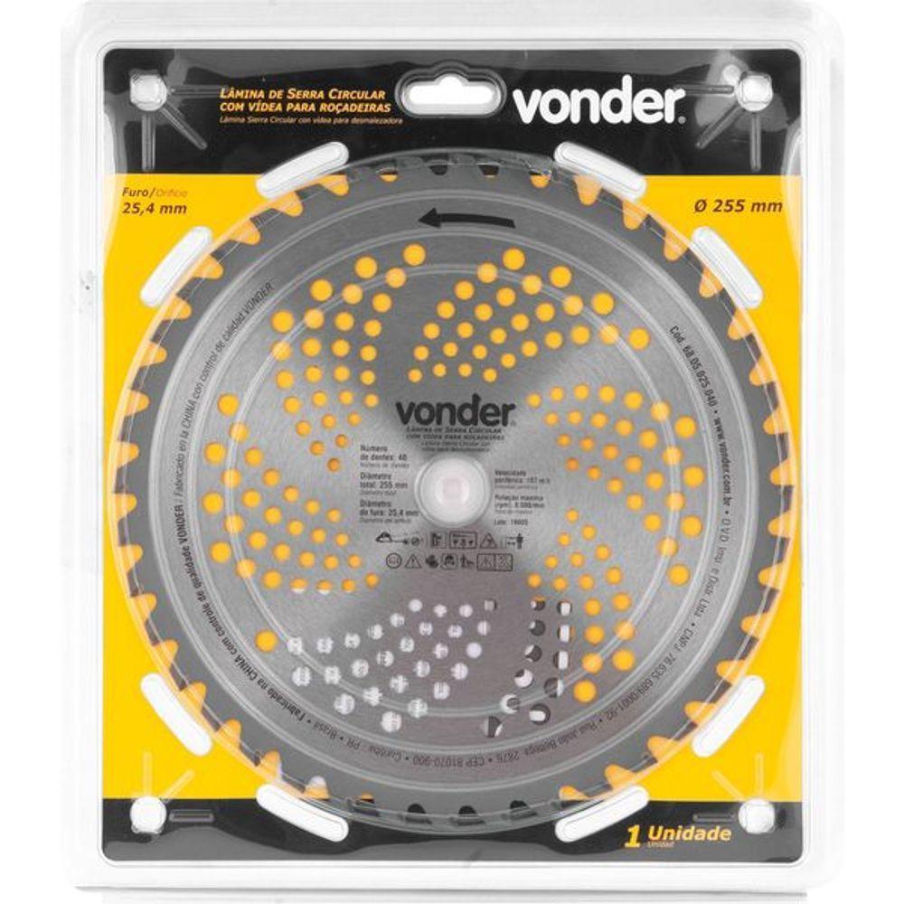 Lâmina Circular Para Roçadeira Com Videa 255x25,4x40 Vonder - 2