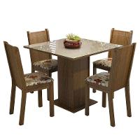 Conjunto Sala De Jantar Mesa Tampo De Vidro 4 Cadeiras Rustic/crema/hibiscos - 3