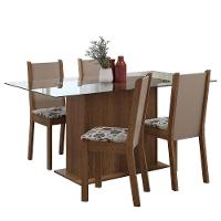 Conjunto Sala De Jantar Mesa Tampo De Vidro 4 Cadeiras Rustic/crema/floral Hibiscos Yara Madesa Rustic/crema/hibiscos - 8