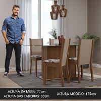 Conjunto Sala De Jantar Mesa Tampo De Vidro 4 Cadeiras Rustic/crema/floral Hibiscos Yara Madesa Rustic/crema/hibiscos - 10