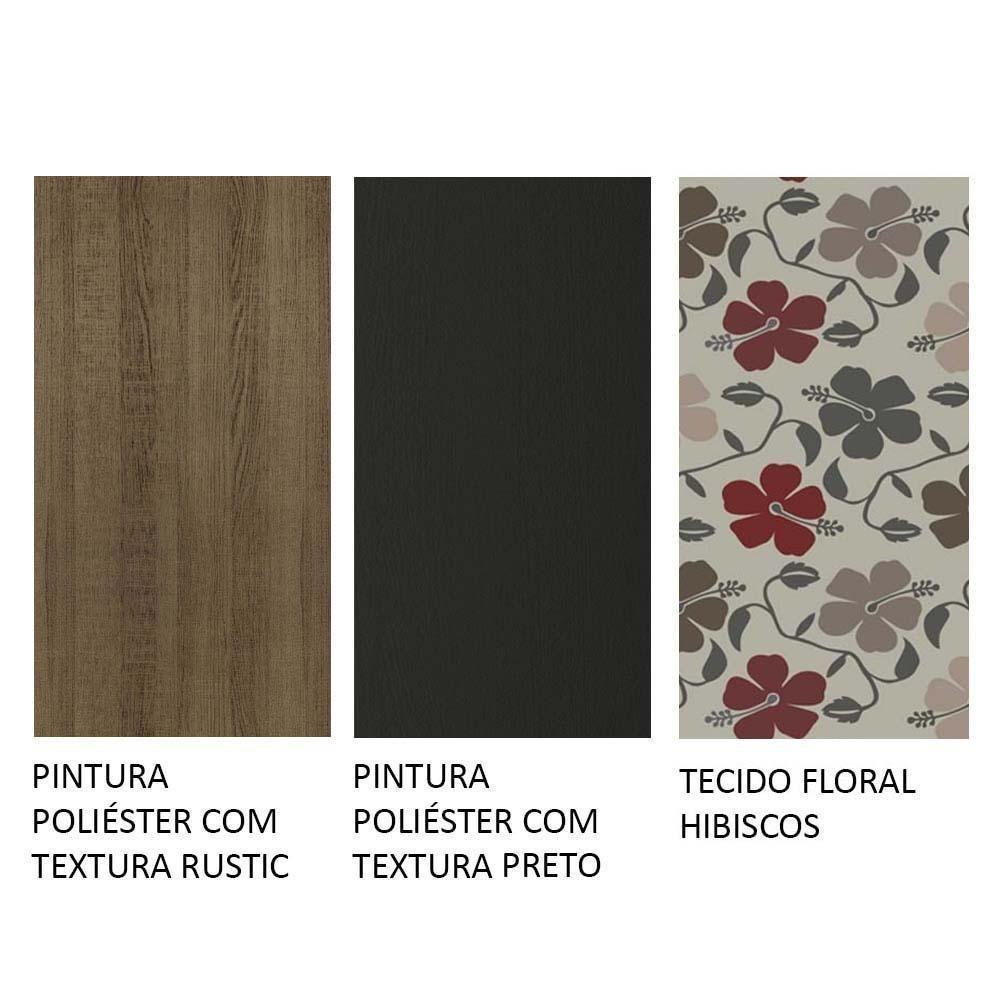 Conjunto Sala De Jantar Mesa Tampo De Madeira 4 Cadeiras Rustic/preto/floral Hibiscos Samara Madesa Rustic/preto/hibiscos - 5