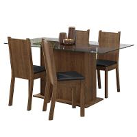 Conjunto Sala De Jantar Mesa Tampo De Vidro 4 Cadeiras Rustic/preto Espanha Madesa Rustic/preto - 10