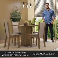 Conjunto Sala De Jantar Mesa Tampo De Vidro 4 Cadeiras Rustic/crema/hibiscos - 2