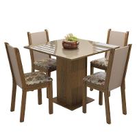 Conjunto Sala De Jantar Mesa Tampo De Vidro 4 Cadeiras Rustic/crema/hibiscos - 8