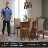 Conjunto Sala De Jantar Mesa Tampo De Vidro 4 Cadeiras Rustic/crema/bege Marrom Yara Madesa Rustic/crema/bege Marrom - 8