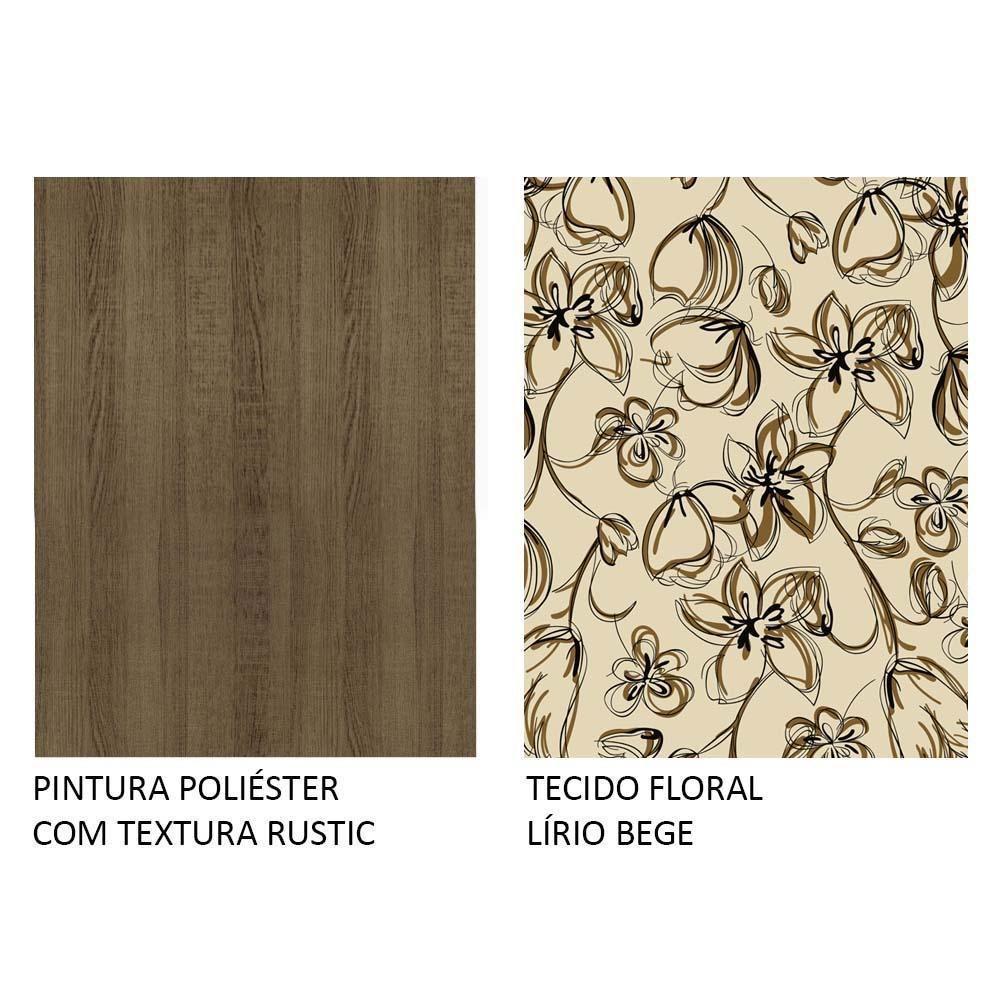 Conjunto Sala De Jantar Mesa Tampo De Vidro 4 Cadeiras Rustic/lírio Bege Espanha Madesa Rustic/lírio Bege - 5