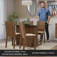 Conjunto Sala De Jantar Mesa Tampo De Vidro 4 Cadeiras Rustic/lírio Bege Espanha Madesa Rustic/lírio Bege - 3