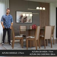 Conjunto Sala De Jantar Mesa Tampo De Vidro 6 Cadeiras Rustic/crema/floral Hibiscos Yolanda Madesa Rustic/crema/hibiscos - 7