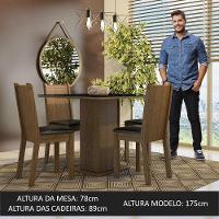 Conjunto Sala De Jantar Mesa Tampo De Vidro 4 Cadeiras Rustic/preto