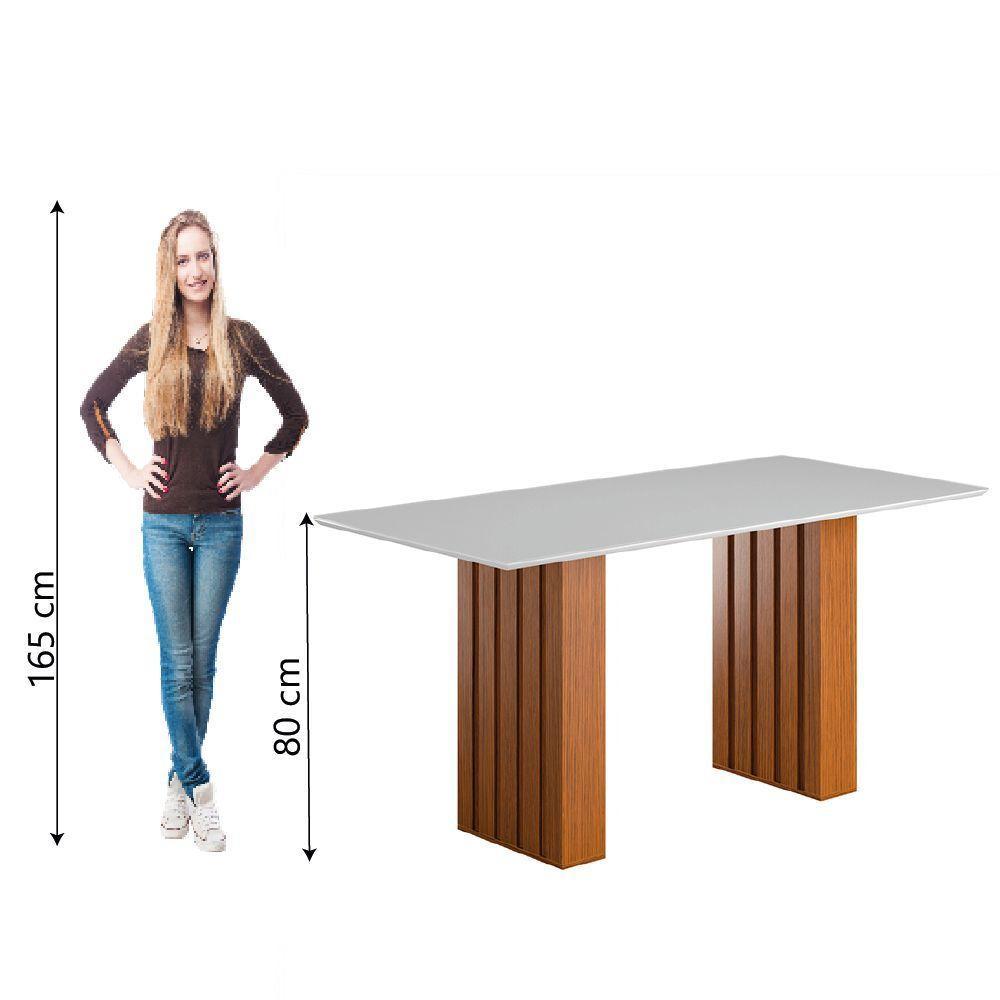 Mesa Sala De Jantar Ripada Tampo Com Vidro 1,80 Santiago Madeirado/off White Dobuê Madeirado/off White - 4